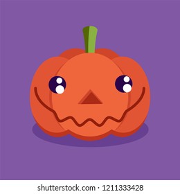 Cute halloween pumpkin sticker icon