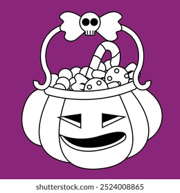 Cute Halloween Pumpkin Symbol Cartoon Digital Stamp Outline