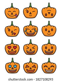 Cute Halloween Pumpkin trick or treat emoticon. Can be used for chat emoticon, web, icon, logo, editorial, and flyer.