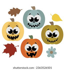 Cute Halloween pumpkin vector cartoon illustration