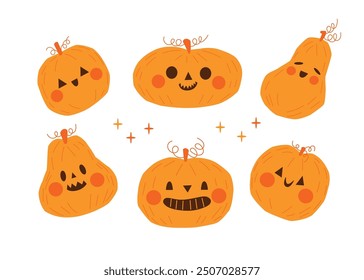 Cute Halloween pumpkins element set. For scrapbooking, greeting card, party invitation, poster