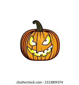 Cute halloween pumpkins. Halloween icon and character. Isolated on white background. Flat style, line style and silhouette style vector illustration
