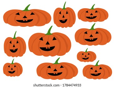 Cute Halloween pumpkins .Isolated on white background.Happy Halloween.