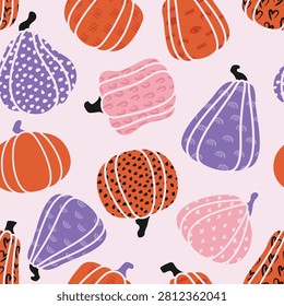 Cute Halloween Pumpkins Seamless Pattern