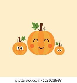 cute Halloween pumpkins. Vector art