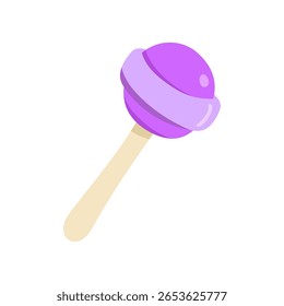 Cute Halloween purple lollypop. Vector cute caramel candy on white background. Funny cartoon illustration for fabric, decoration, sticker.