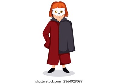 Cute Halloween Reaper Character Illustration
