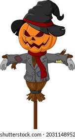 Cute halloween scarecrow pumpkin cartoon