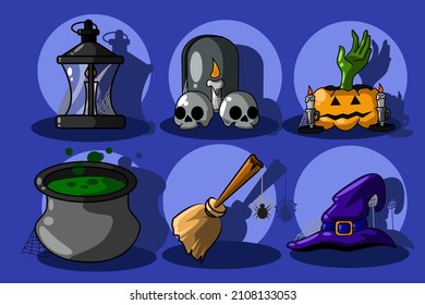 Cute halloween scary icon design illustration