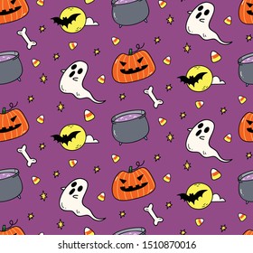 Cute Halloween seamless background suitable for card, fabric printing etc
