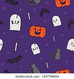 Cute Halloween seamless pattern background wallpaper vector eps10
