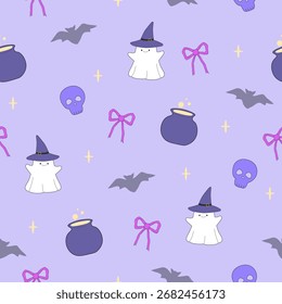 Cute Halloween seamless pattern for fabric, wallpaper, wrapping paper print and template background