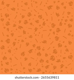 Cute Halloween seamless pattern with friendly ghosts and smiling Jack o'lantern pumpkins. Vector background illustration for kids' party, autumn holiday fabric, and festive decoration.