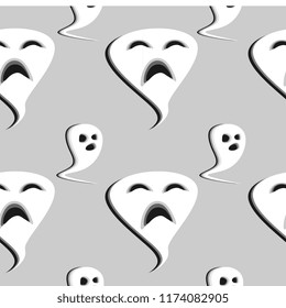 Cute halloween seamless pattern with ghost abstract style for children and kids fashion trendy celebration theme vector illustration.