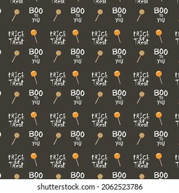 Cute halloween seamless pattern. Vector illustration ideal for background, decoration, cards, wallpaper, wrapping paper, prints, and fabrics or textile design.