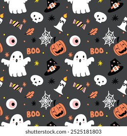 Cute halloween seamless pattern vector the Concept of Isolated Technology. Flat Cartoon Style Suitable for Landing Web Pages,T shirt, Flyers, Stickers