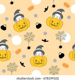 Cute halloween seamless pattern vector.