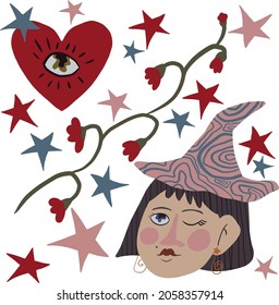 Cute halloween set: all about witches and their stuff 