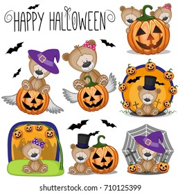 Cute Halloween set with Cartoon Teddy Bear