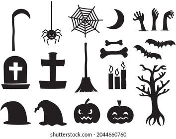 cute halloween silhouette collection isolated, vector design