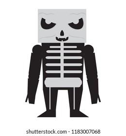 Cute halloween skeleton cartoon character