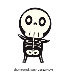 Cute halloween skeleton cartoon. Skeleton in halloween day. Halloween character cartoon.