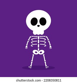 Cute halloween skeleton. cartoon. Skeleton in halloween day. Halloween character cartoon. Happy halloween greeting card. 