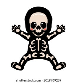 Cute halloween skeleton cartoon posing