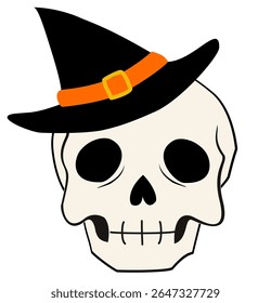 Cute Halloween skull clipart, cartoon skull illustration with spooky and fun style