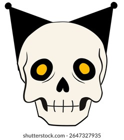 Cute Halloween skull clipart, cartoon skull illustration
