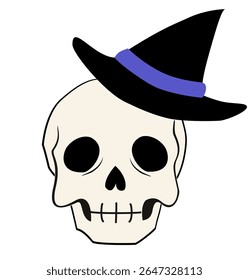 Cute Halloween skull clipart, cartoon skull illustration with spooky and fun style, great for holiday decor and kids projects.
 