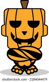 cute halloween skull pumpkin mascot character cartoon vector cool