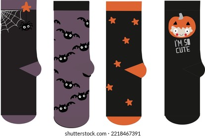 Cute halloween socks vector pattern