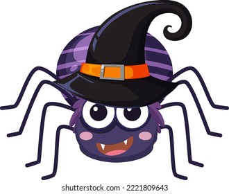 Caricatura de araña de Halloween corta sobre ilustración de fondo blanco