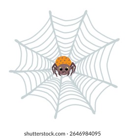 Cute Halloween spider and cobweb illustration with spooky style for seasonal design.