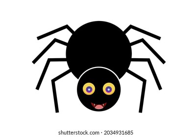 Cute halloween spider with sharp fangs, vector illustration
