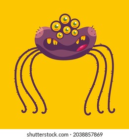 Cute Halloween spider vector cartoon character isolated on background.
