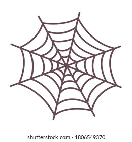 Cute halloween spider web icon emoji element on white silhouette. Decoration for logo, card and any design. Vector illustration about holiday.