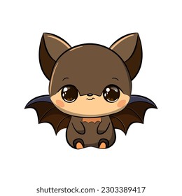 Cute halloween spooky baby bat. Vector stock illustration.