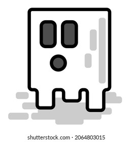 Cute Halloween Square Ghost Doodle Flat Design Cartoon for Shirt, Poster, Gift Card, Cover or Logo