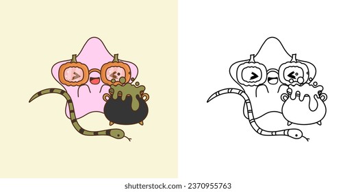 Cute Halloween Starfish Clipart for Coloring Page and Illustration. Happy Clip Art Halloween Mollusk. Cute Vector Illustration of a Kawaii Marine Animal for Halloween Stickers. 