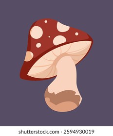 Cute Halloween Sticker. Label or badge with poisonous spotted fly agaric. Trick or Treat. Mushroom or fungi. Design element for print. Flat cartoon vector illustration isolated on background