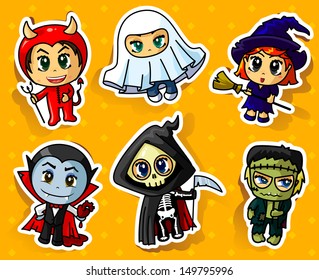 Cute Halloween stickers set