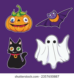 Cute Halloween symbol set illustration, great for your stickers and design needs
