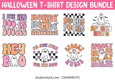 Cute Halloween t shirt vector bundle, Halloween T Shirt Design set, Happy Halloween T shirt vector collection, Trendy Halloween T Shirts illustration