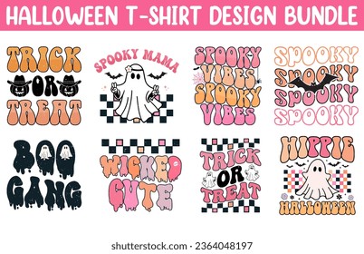 Cute Halloween t shirt vector bundle, Halloween T Shirt Design set, Happy Halloween T shirt vector collection, Trendy Halloween T Shirts illustration