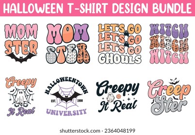 Cute Halloween t shirt vector bundle, Halloween T Shirt Design set, Happy Halloween T shirt vector collection, Trendy Halloween T Shirts illustration