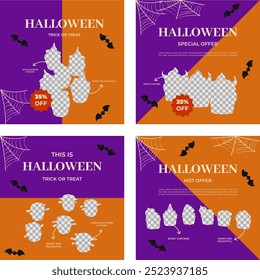 cute halloween template set for promotion