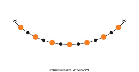 Cute Halloween Theme Lights Garland. Simple orange and black banner hanging party classy decor vector element.