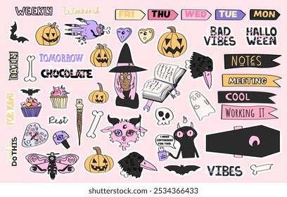 Cute halloween themed planner stickers for daily and weekly planning or journaling.